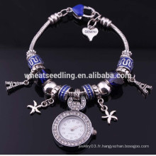 Bracelet en gros Sweet Romance Hearts et Effeil Tower Charm Bracelet FH-73